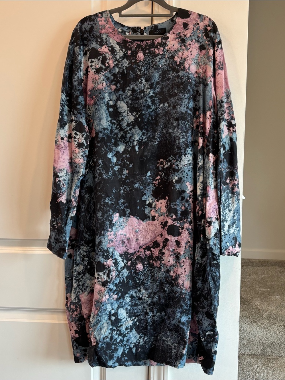 COS Abstract Marbled Long Sleeve Shift Dress size 14